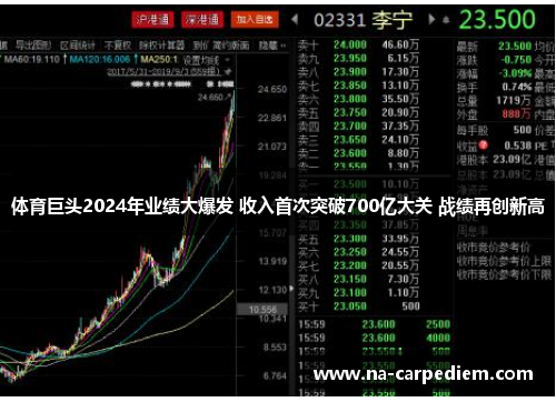 体育巨头2024年业绩大爆发 收入首次突破700亿大关 战绩再创新高